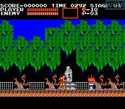 In-game screen of the game Castlevania on Nintendo NES