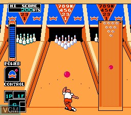 In-game screen of the game Championship Bowling on Nintendo NES