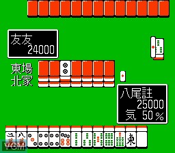 In-game screen of the game Chuugoku Janshi Story - Tonpuu on Nintendo NES