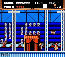 In-game screen of the game Circus Caper on Nintendo NES