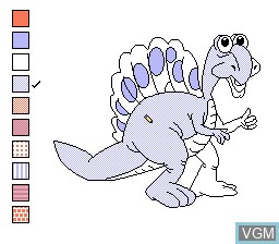 In-game screen of the game Color a Dinosaur on Nintendo NES