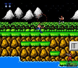 In-game screen of the game Contra on Nintendo NES