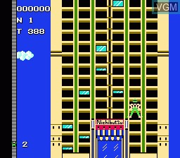 In-game screen of the game Crazy Climber on Nintendo NES
