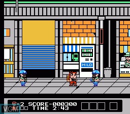 In-game screen of the game Daiku no Gen-San 2 - Akage no Dan no Gyakushuu on Nintendo NES