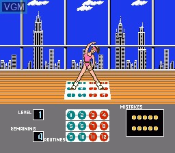 In-game screen of the game Dance Aerobics on Nintendo NES