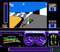 In-game screen of the game Days of Thunder on Nintendo NES