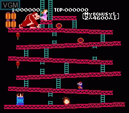 In-game screen of the game Donkey Kong on Nintendo NES