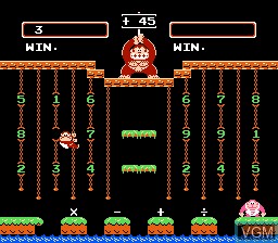 In-game screen of the game Donkey Kong Jr. Math on Nintendo NES