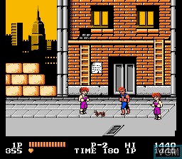 In-game screen of the game Double Dragon on Nintendo NES