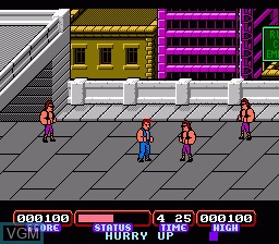 In-game screen of the game Double Dragon IV on Nintendo NES