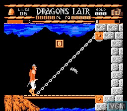 In-game screen of the game Dragon's Lair on Nintendo NES