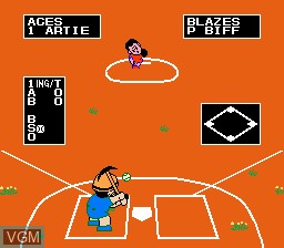 In-game screen of the game Dusty Diamond's All-Star Softball on Nintendo NES