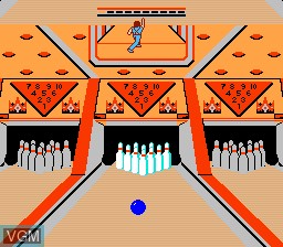 In-game screen of the game Dynamite Bowl on Nintendo NES
