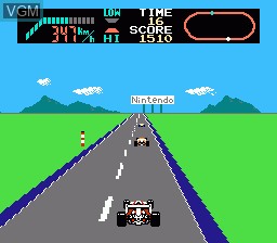 In-game screen of the game F1 Race on Nintendo NES