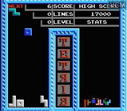 In-game screen of the game Tetris on Nintendo NES