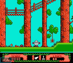 In-game screen of the game Dizzy the Adventurer on Nintendo NES