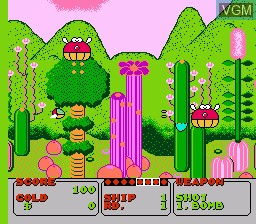 In-game screen of the game Fantasy Zone on Nintendo NES