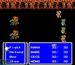 In-game screen of the game Final Fantasy III on Nintendo NES