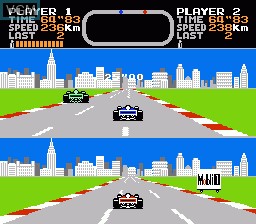In-game screen of the game Final Lap on Nintendo NES