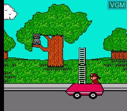 In-game screen of the game Fisher-Price - Firehouse Rescue on Nintendo NES