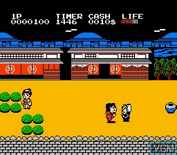 In-game screen of the game Ganbare Goemon! Karakuri Douchuu on Nintendo NES