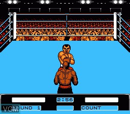 In-game screen of the game George Foreman's KO Boxing on Nintendo NES