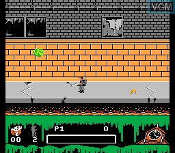 In-game screen of the game Ghostbusters II on Nintendo NES