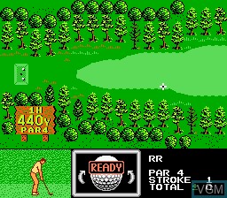 In-game screen of the game Golf Grand Slam on Nintendo NES