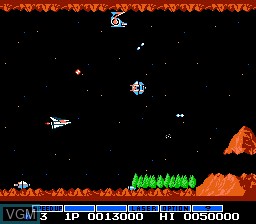 In-game screen of the game Gradius on Nintendo NES
