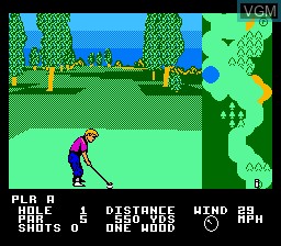 In-game screen of the game Greg Norman's Golf Power on Nintendo NES