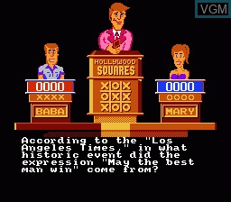 In-game screen of the game Hollywood Squares on Nintendo NES