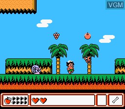 In-game screen of the game Takahashi Meijin no Bouken Jima IV on Nintendo NES