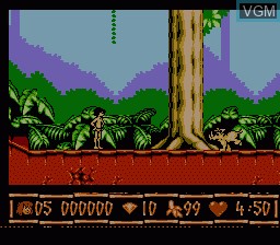 In-game screen of the game Jungle Book, The on Nintendo NES