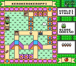 In-game screen of the game Kero Kero Keroppi no Daibouken on Nintendo NES