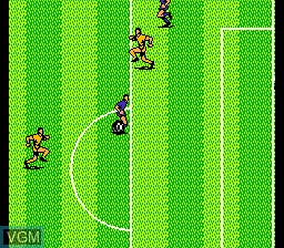 In-game screen of the game Konami Hyper Soccer on Nintendo NES