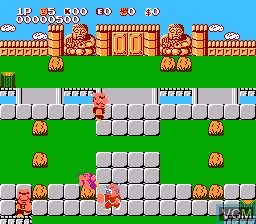 In-game screen of the game Kung-Fu Heroes on Nintendo NES