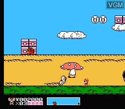 In-game screen of the game Mappy Kids on Nintendo NES