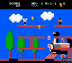 In-game screen of the game Mappy-Land on Nintendo NES