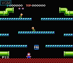 In-game screen of the game Mario Bros. on Nintendo NES