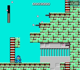 In-game screen of the game Mega Man on Nintendo NES