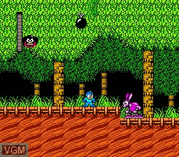 In-game screen of the game Mega Man 2 on Nintendo NES