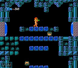 In-game screen of the game Metroid on Nintendo NES