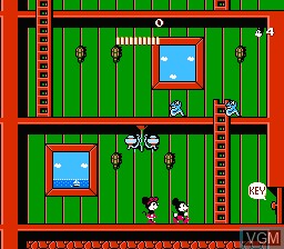 In-game screen of the game Mickey Mousecapade on Nintendo NES