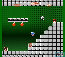 In-game screen of the game Mighty Bomb Jack on Nintendo NES