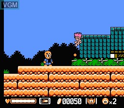 In-game screen of the game Mitsume ga Tooru on Nintendo NES