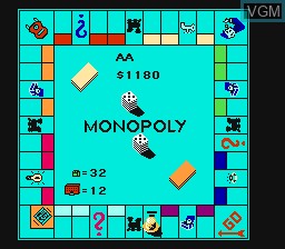 In-game screen of the game Monopoly on Nintendo NES
