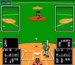 In-game screen of the game Nantettatte!! Baseball on Nintendo NES