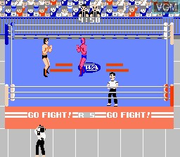 In-game screen of the game Pro Wrestling on Nintendo NES