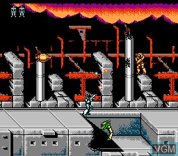 In-game screen of the game Probotector II - Return of the Evil Forces on Nintendo NES
