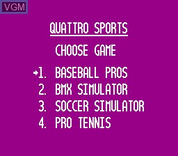In-game screen of the game Quattro Sports on Nintendo NES